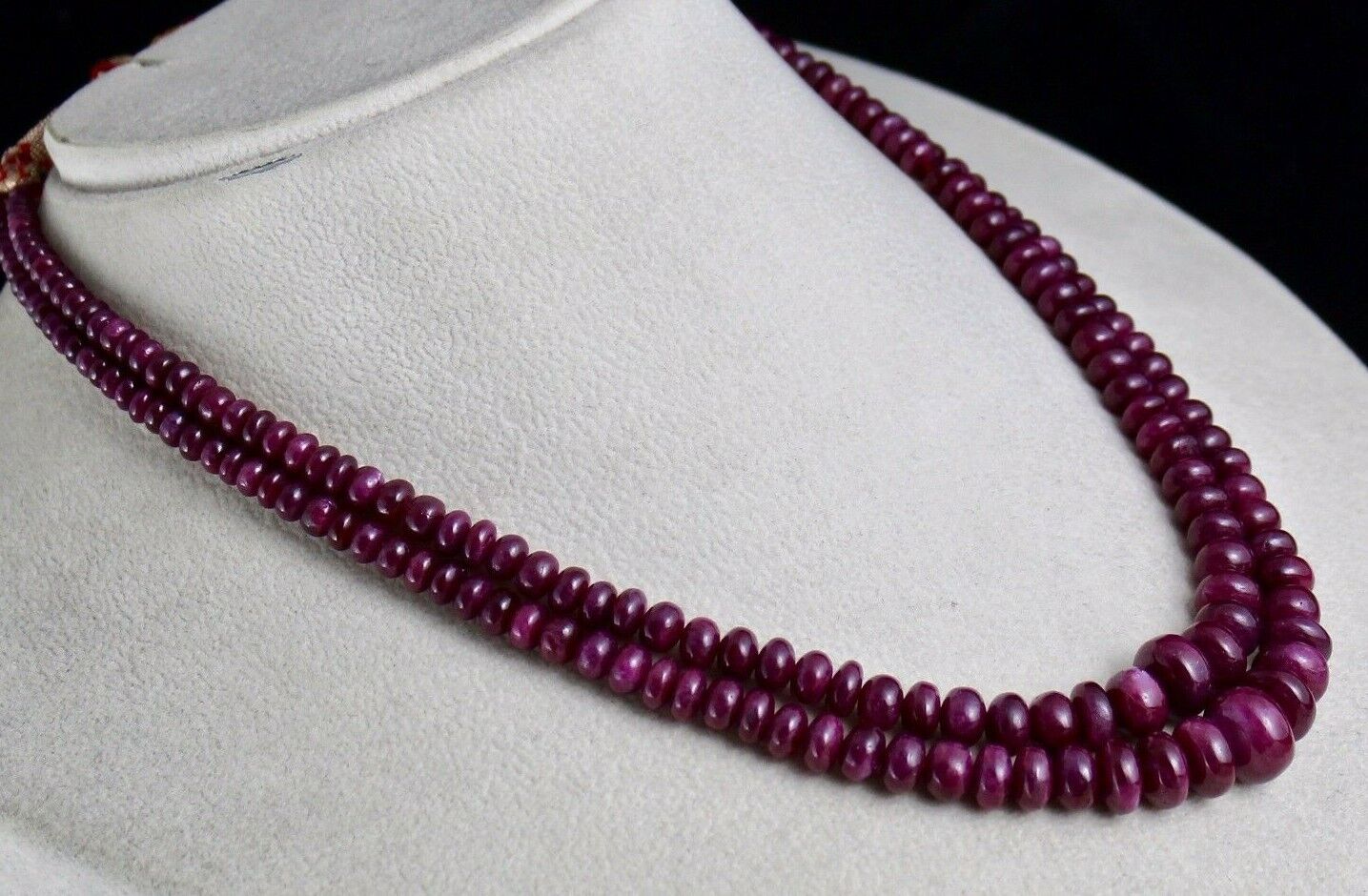 NATURAL UNHEATED RUBY BEADS ROUND 2 LINE 382 CARATS GEMSTONE COLLECTION NECKLACE