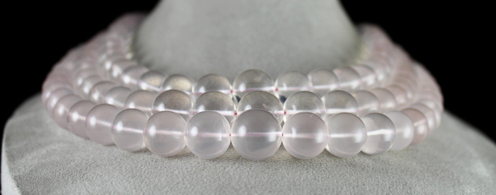 Certified Natural Rose Quartz 1902 Ct Pink Round Beads Gemstone Necklace
