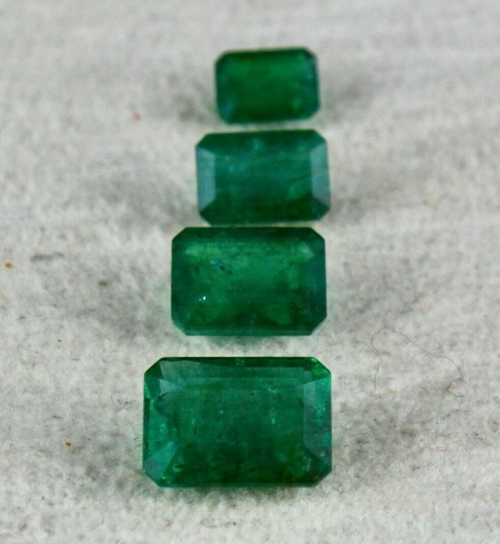 Certified Natural Emerald Octagon Cut 4 Pc 6.67 Cts Gemstone Pendant Ring Design