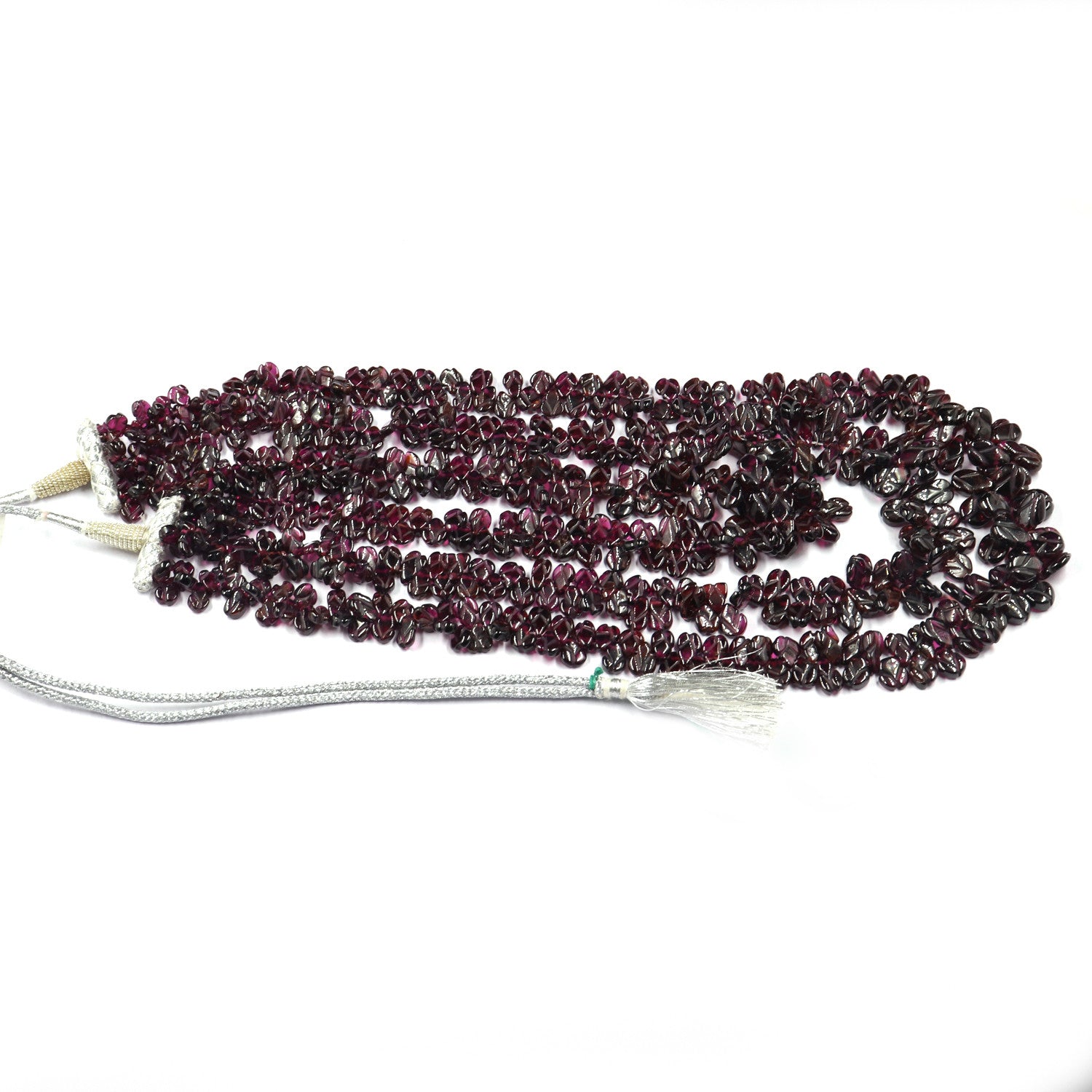 Certified Natural Red Garnet Beads Carved Leaves 1001 Ct Gemstone Necklace