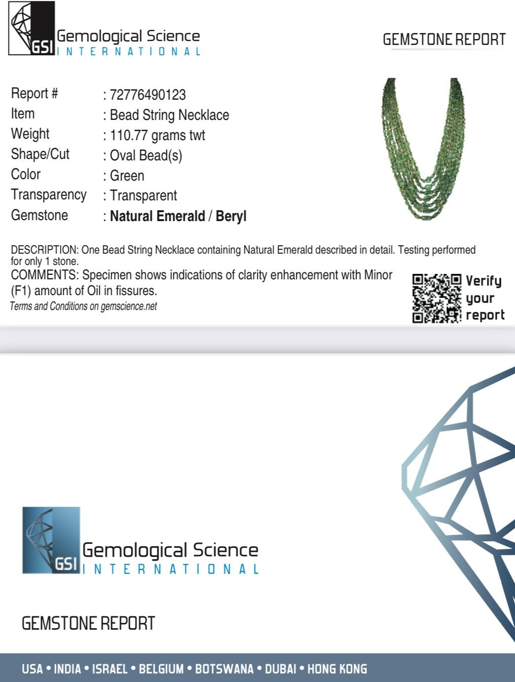 Antique Natural Emerald Beads Necklace 528 Ct Certified Long Classic 7l