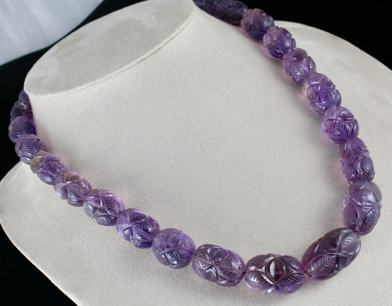 Certified Natural Amethyst 922 Ct Engraved Sterling Silver Antique Necklace