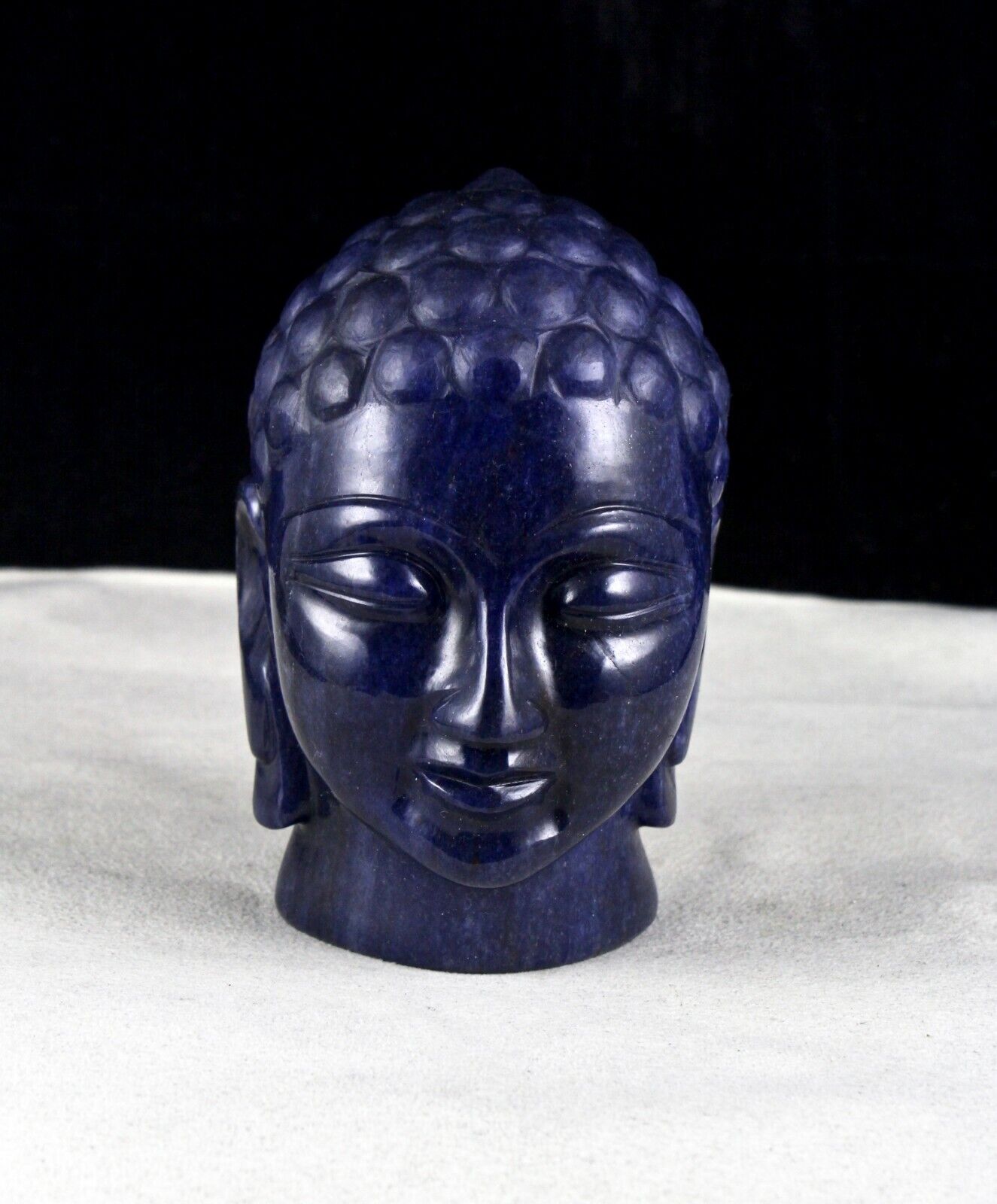 TOP NATURAL BLUE JADE BUDDHA HEAD 4.5 INCH 3960 CTS GEMSTONE STATUE HOME DECOR