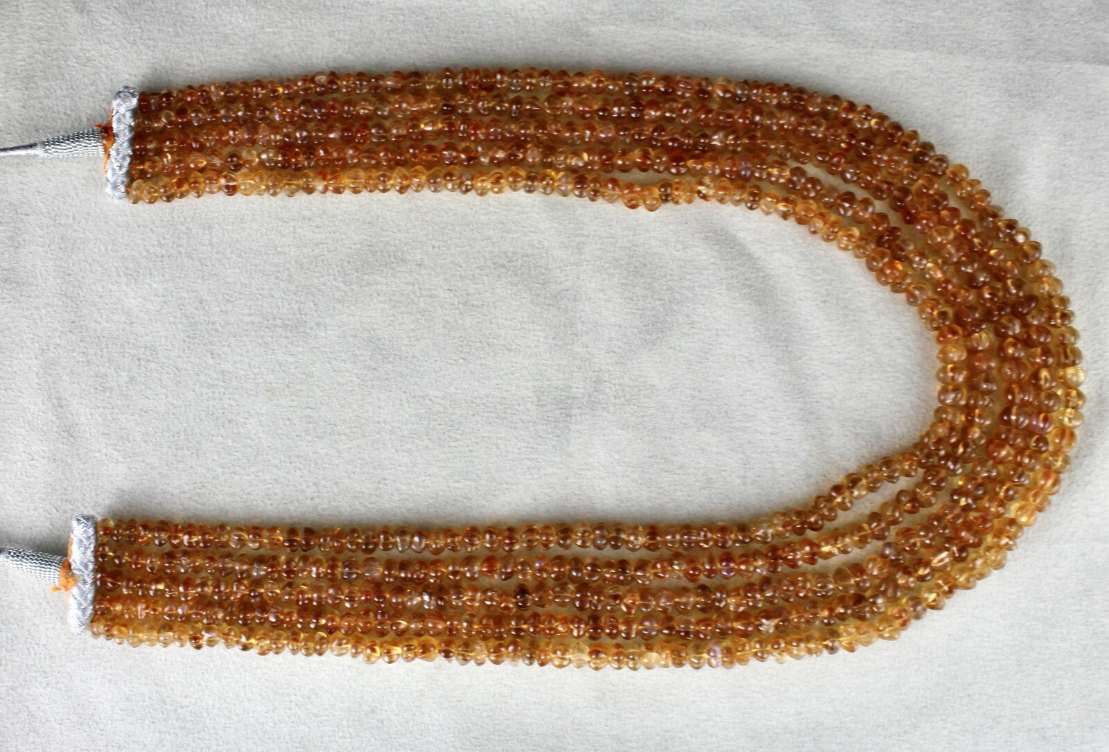 Certified Natural Yellow Citrine 675 Ct Carved Melon Gemstone Necklace