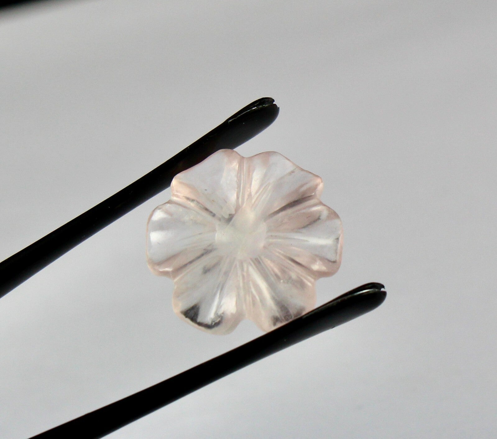 11 Pcs Natural Rose Quartz Carved Flower Gemstone Set 97.35 Cts For Designing