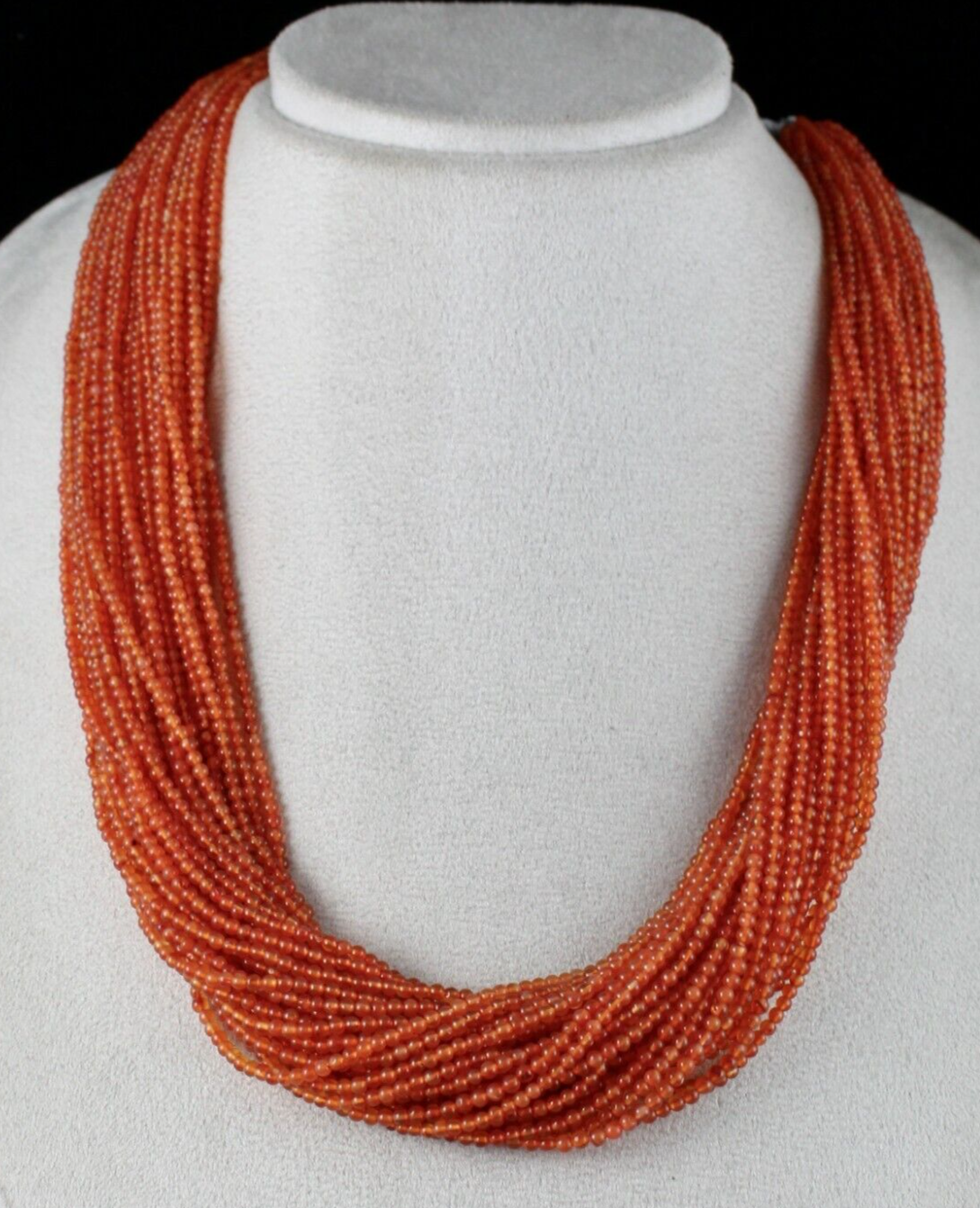 Natural Orange Carnelian 789 Ct Beads Round 32 L Gemstone Fashion Necklace