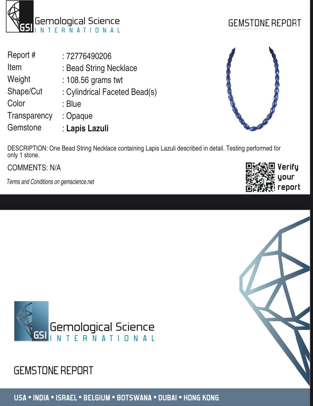 Certified Natural Blue Lapis Lazuli 534 Ct Sterling Silver Gemstone Necklace