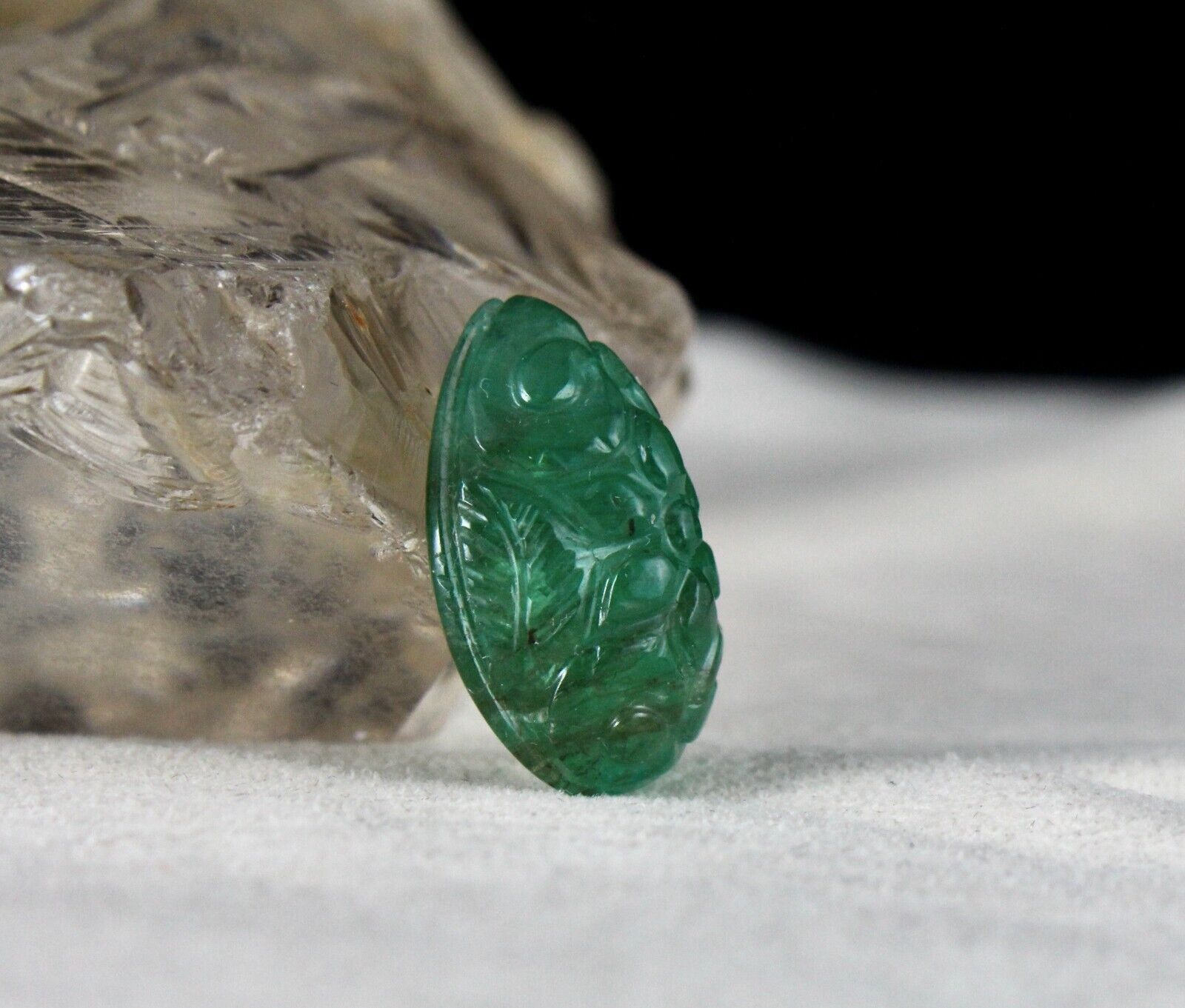 NATURAL ZAMBIAN EMERALD PEAR CARVED 14.94 CARATS GEMSTONE FOR RING PENDANT