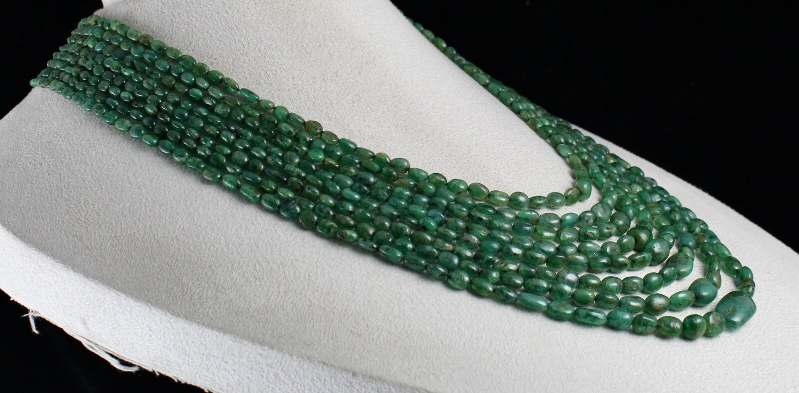 Certified Natural Emerald Beads Necklace 560 Ct Vintage Gemstone String Women