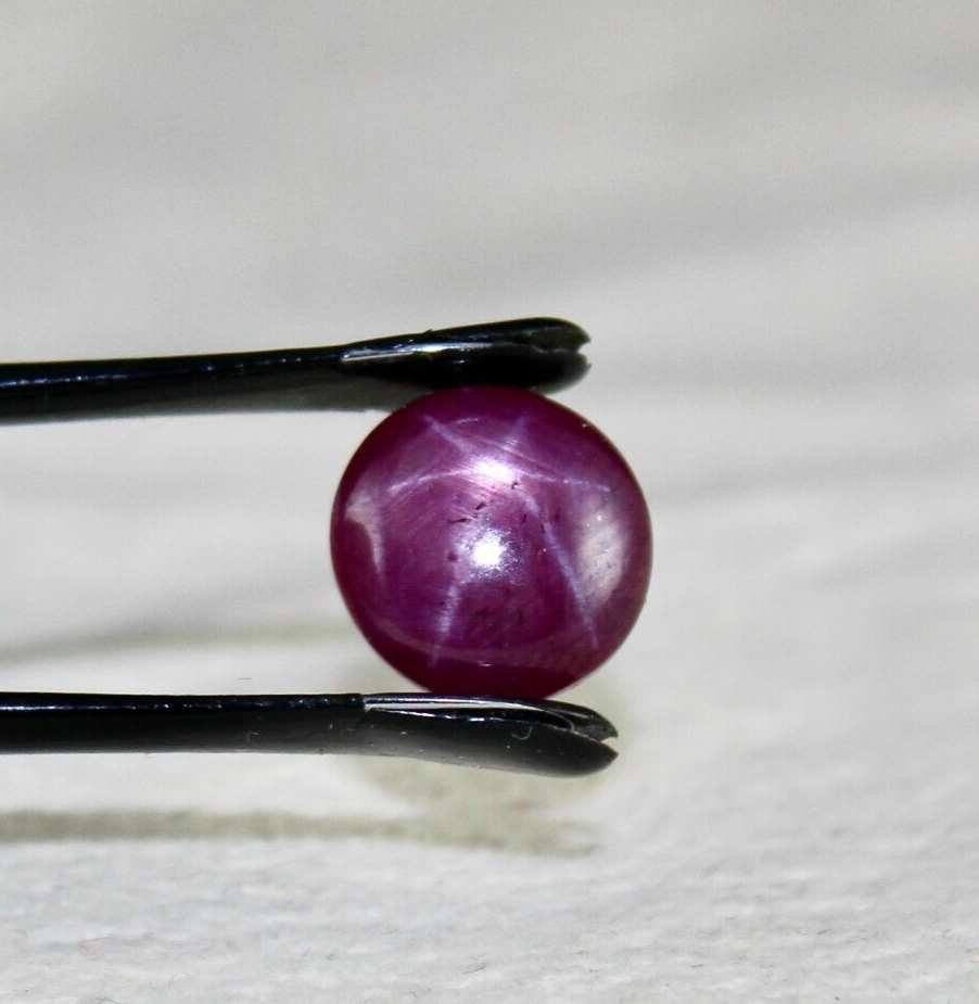 Certified Natural 6 Line Star Ruby 5.68 Ct Round Cabochon For Ring Pendant