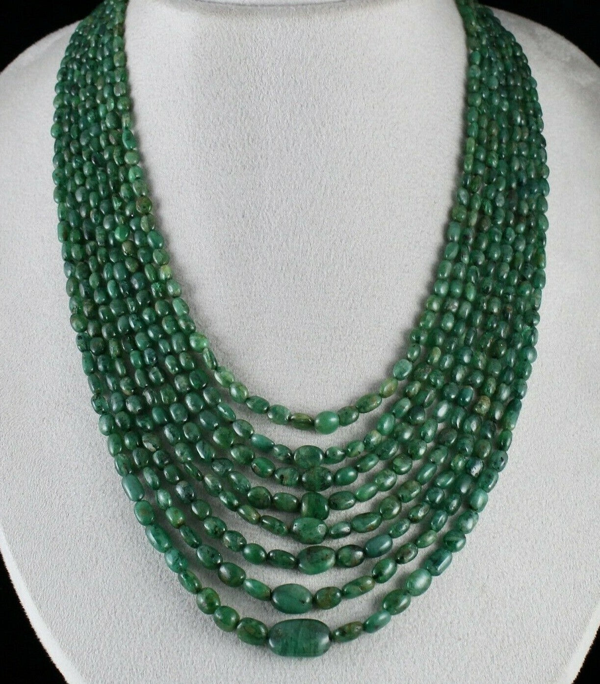 Certified Natural Emerald Beads Necklace 560 Ct Vintage Gemstone String Women