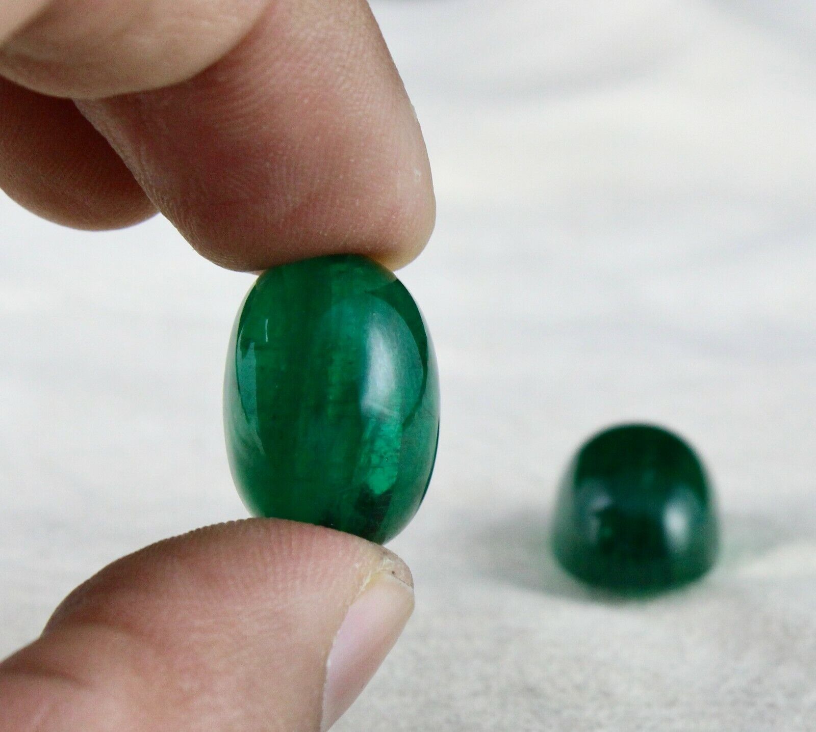 NATURAL ZAMBIAN EMERALD OVAL CABOCHON 82.92 CTS LOOSE GEMSTONE EARRING RING SET