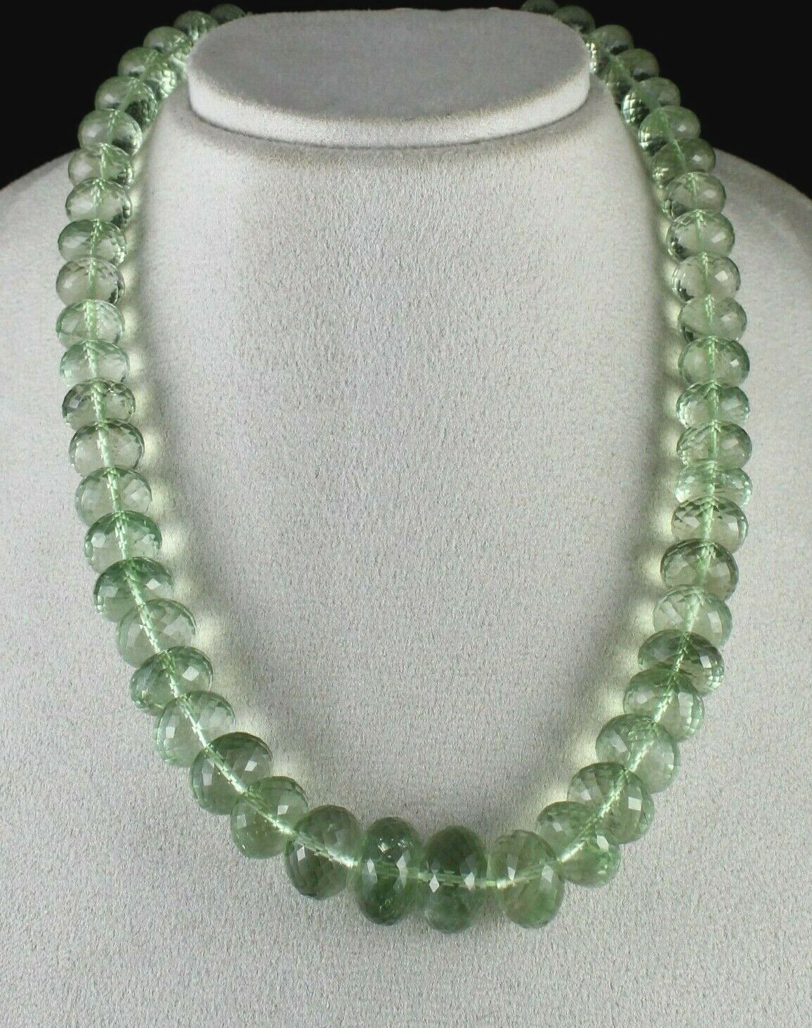 Natural Green Amethyst Beads Faceted Round 867 Ct Gemstone Statement Necklace