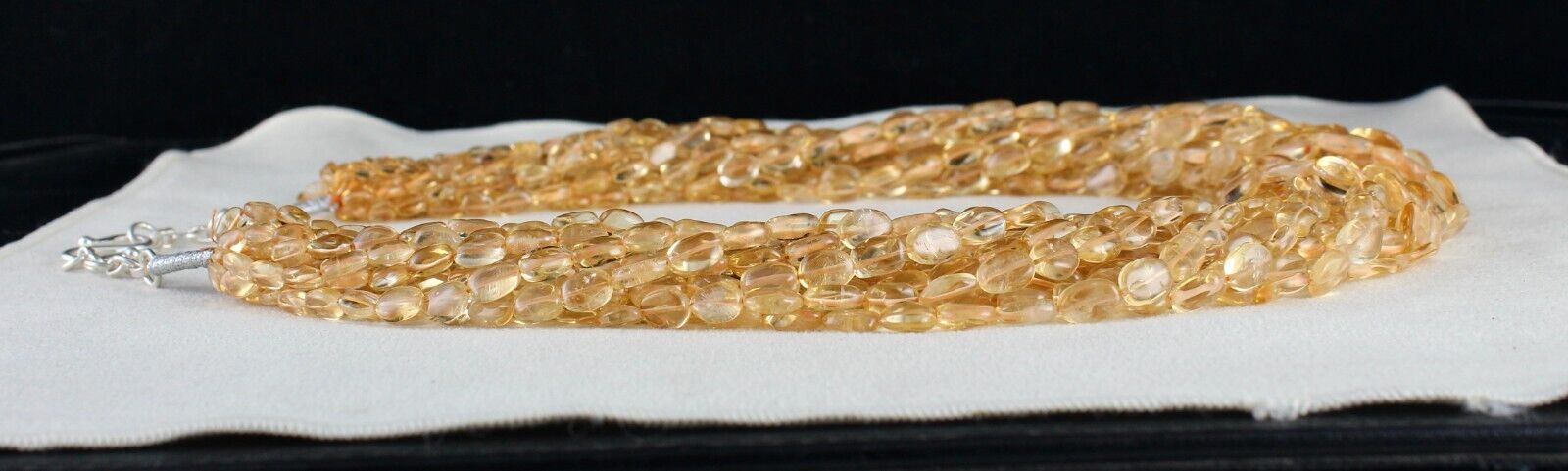 Natural Citrine Beads Cabochon 14 L 1295 Ct Yellow Gemstone Silver Necklace