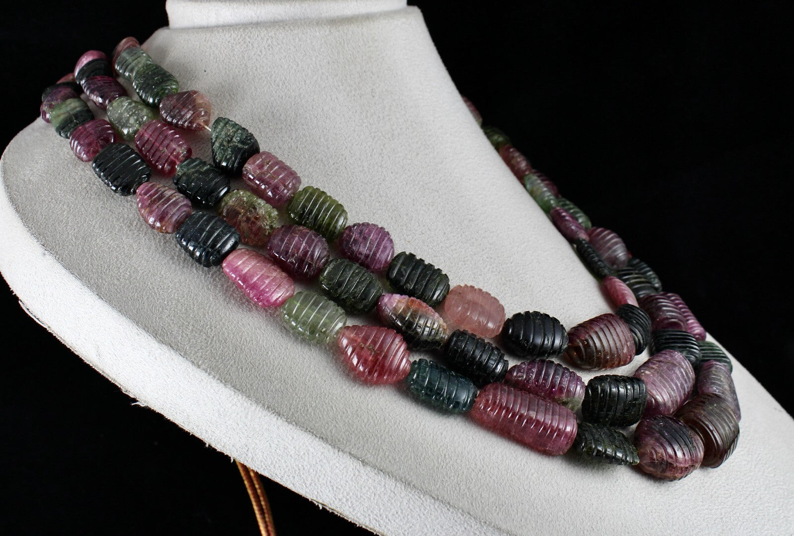 Natural Multi Tourmaline Carved Tumble 1942 Ct Gemstone Necklace