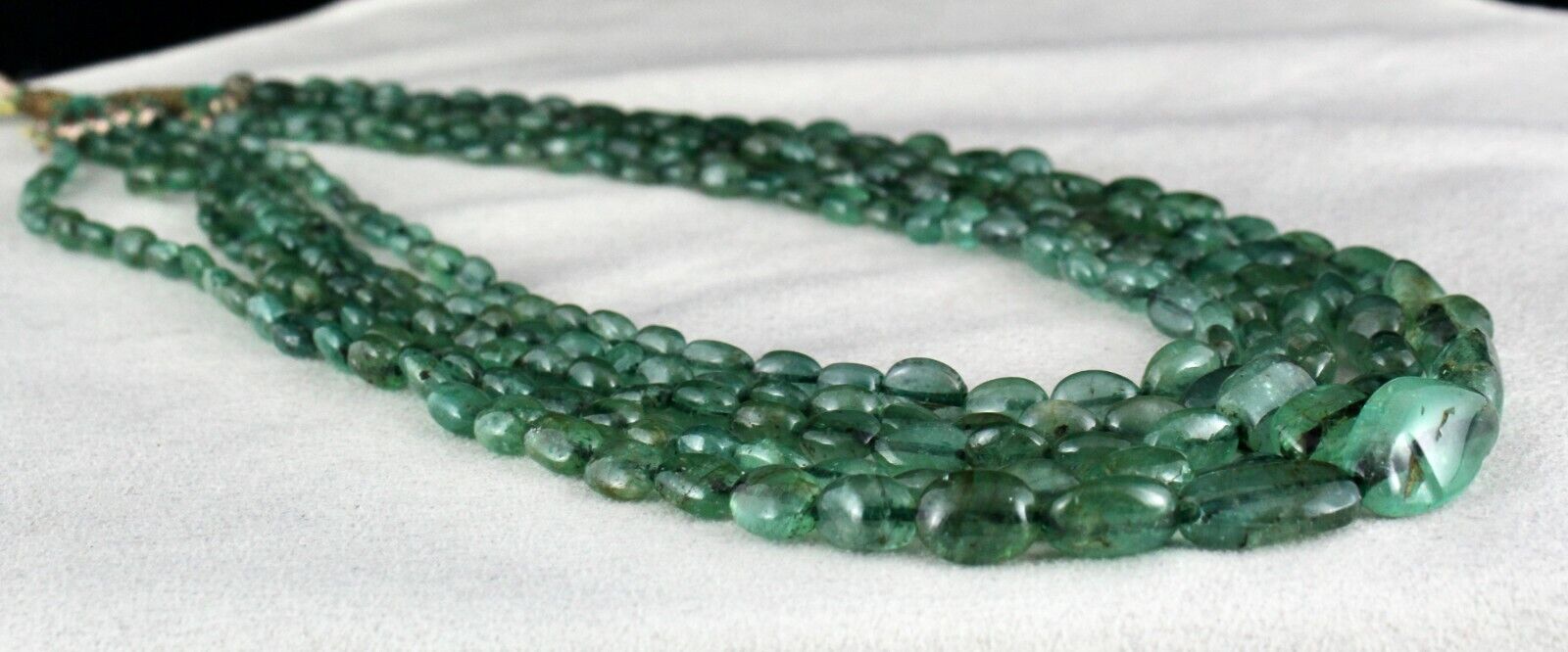 ANTIQUE 20MM BIG NATURAL EMERALD BEADS NUGGET 5 LINE 466CTS GEMSTONE NECKLACE