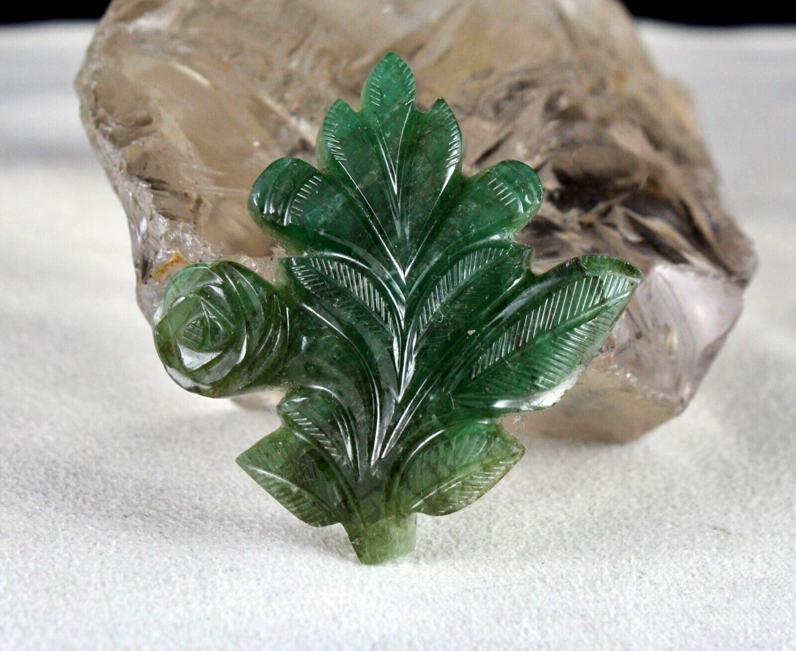 Natural Zambia Emerald Carved Leaf 103.40 Ct Big Gemstone For Hanging Pendant