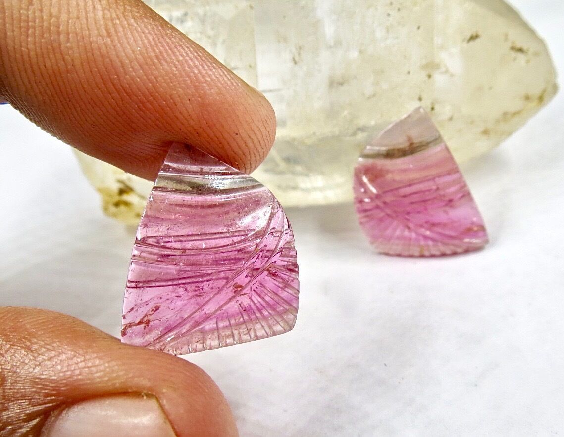 NATURAL MULTI COLOUR TOURMALINE CARVED 15.93 CARATS GEMSTONE FOR EARRING