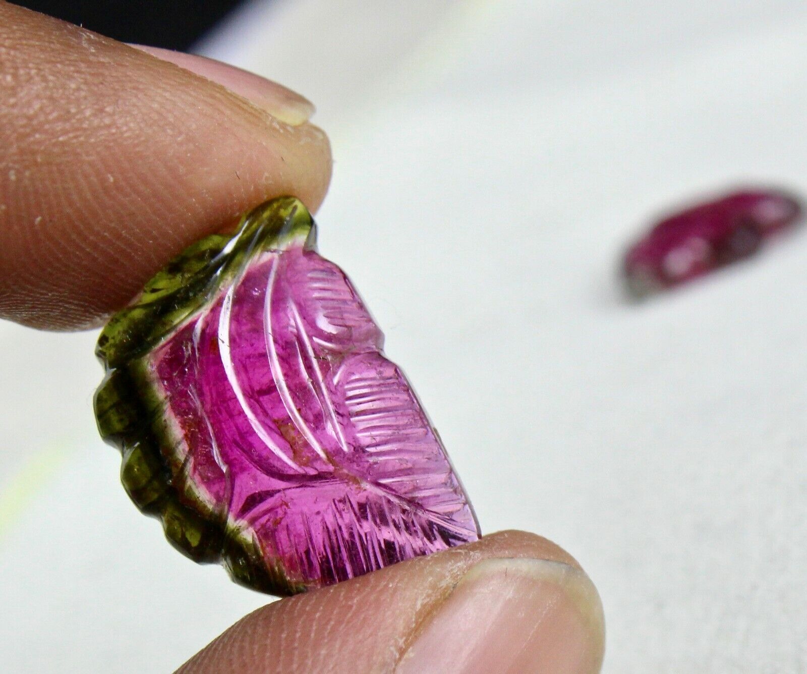 NATURAL MULTI BI TOURMALINE CARVED 4 PCS 32 CARATS GEMSTONE FOR EARRING DESIGN