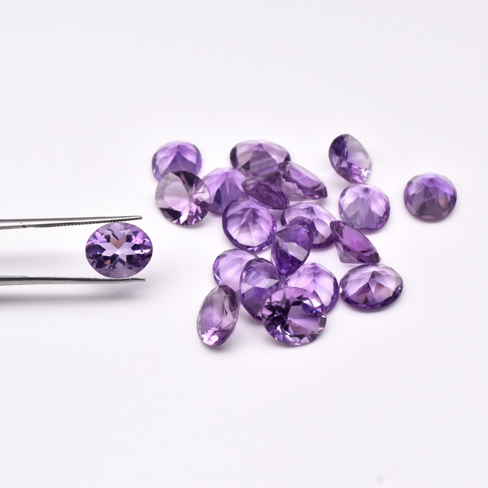 Natural Amethyst Oval 12x10mm 20 Pc 75.15 Ct Loose Gemstone Bracelet Set Design