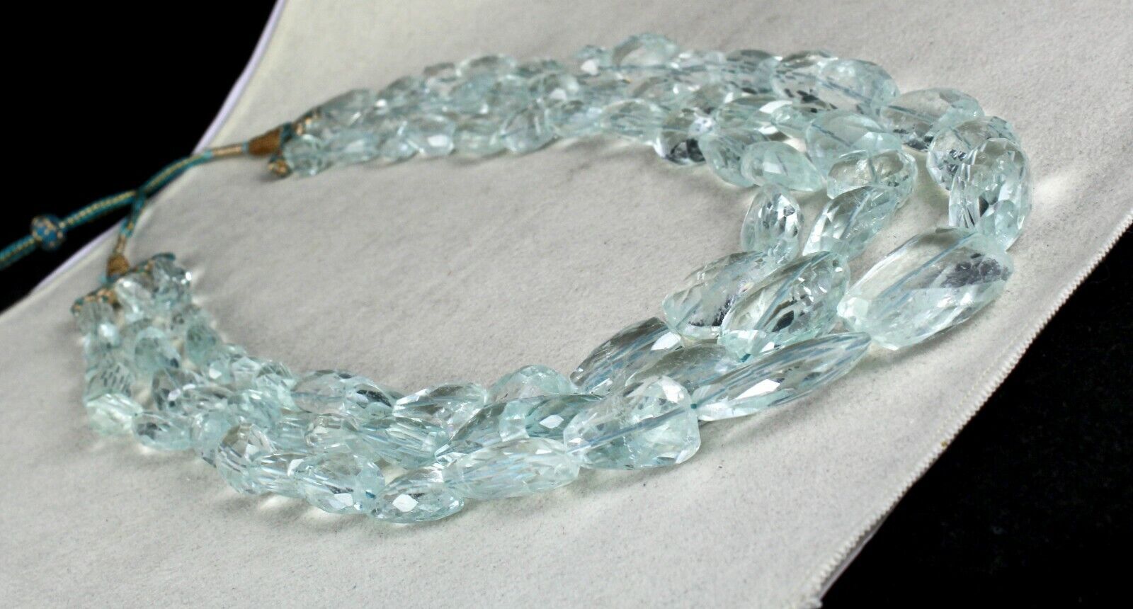 Natural Blue Aquamarine Beads Tumble Facets 3L 1228 Carats Beaded Stone Necklace