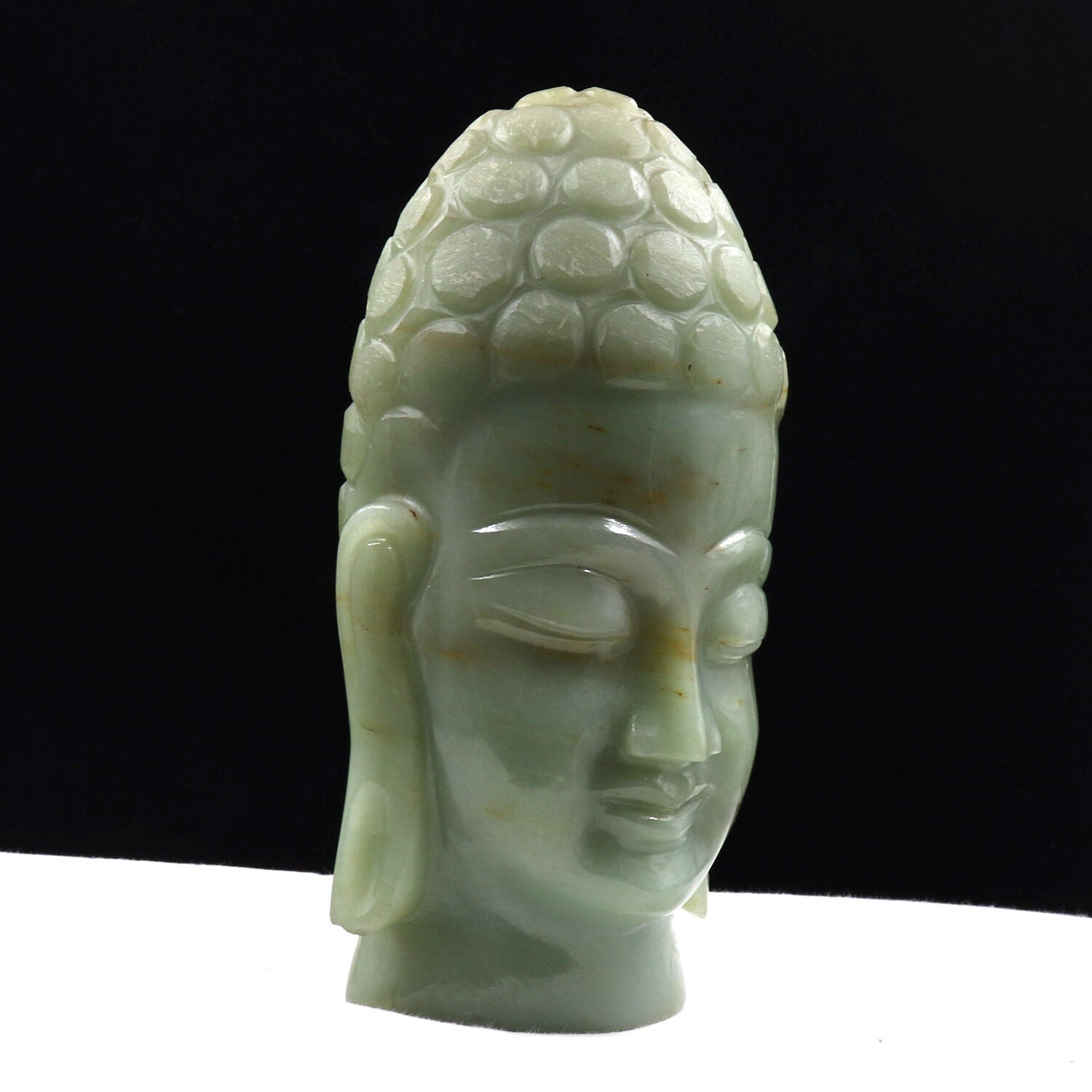 Natural White Jade Buddha Head 7 In 8585 Ct Gemstone Statue For Home Decor