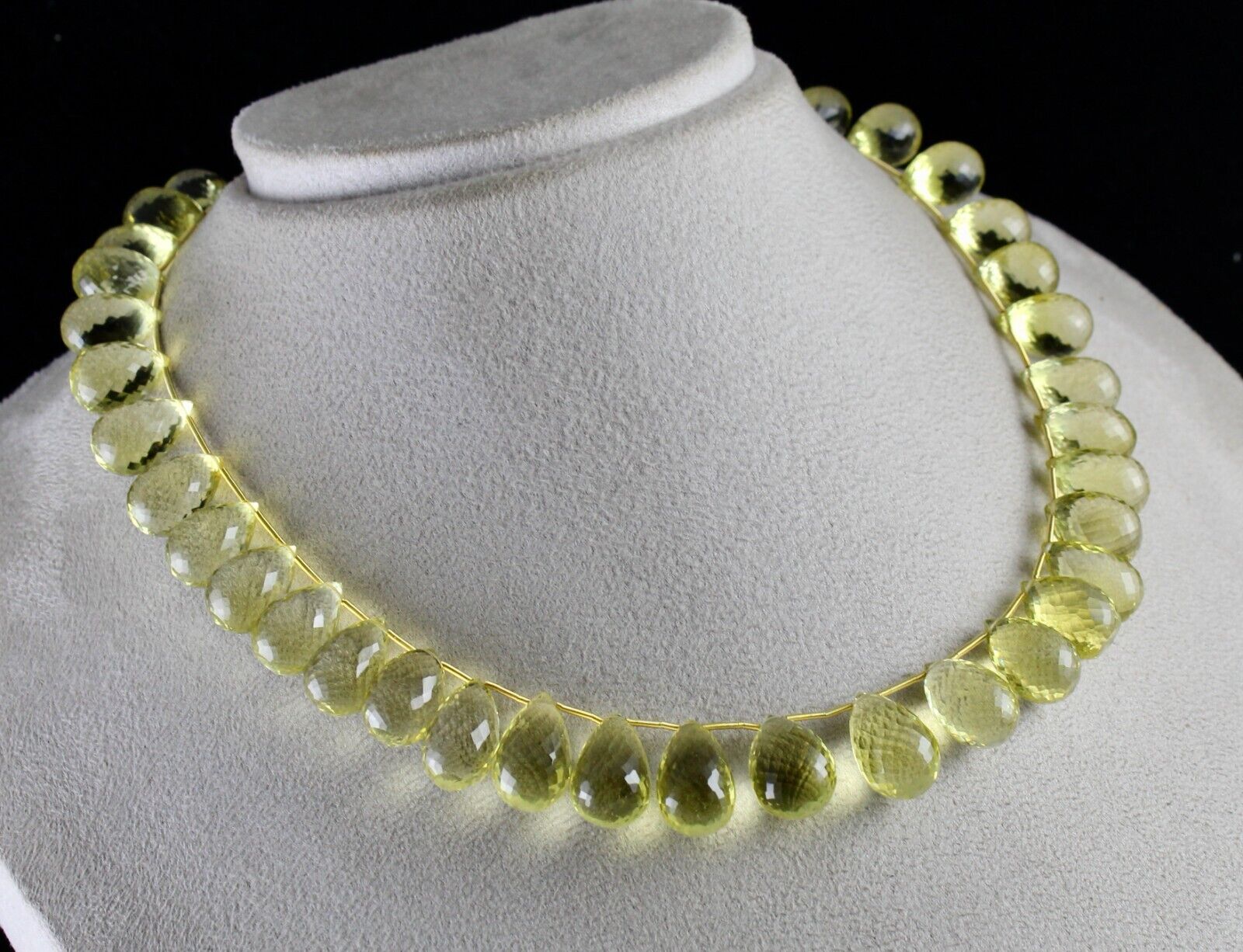 Natural Lemon Quartz Beads 1 L 466 Ct Teardrops Gemstone Silver Finest Necklace