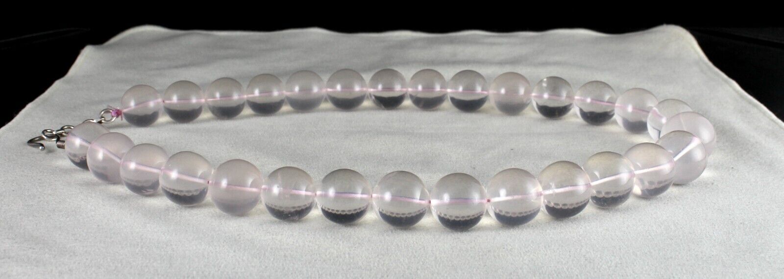 NATURAL ROSE QUARTZ BEADS ROUND 1 LINE 1041 CT GEMSTONE FASHION SILVER NECKLACE