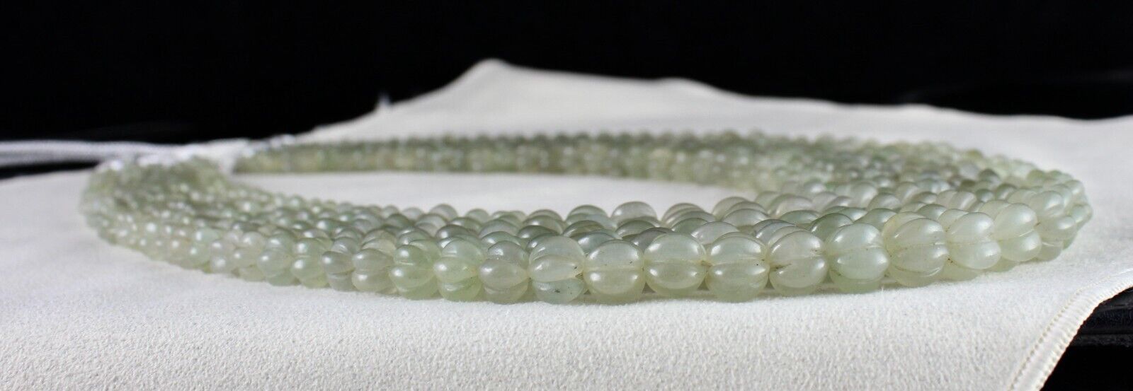 NATURAL INDIAN JADE CARVED MELON BEADS 5 L 1012 CARATS GEMSTONE FASHION NECKLACE