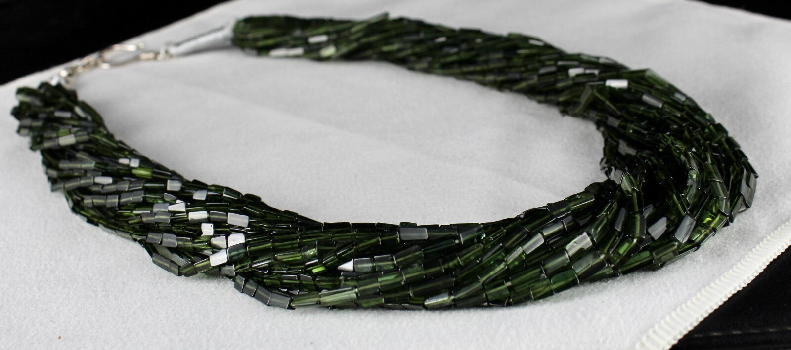Certified Natural Green Chrome Tourmaline 700 Ct Beads Sterling Silver Necklace