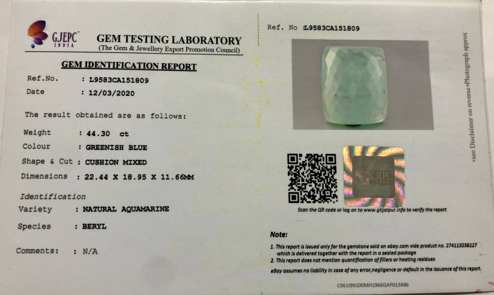 Certified Natural Aquamarine 44.30 Ct Cabochon Gemstone Pendant Brooch