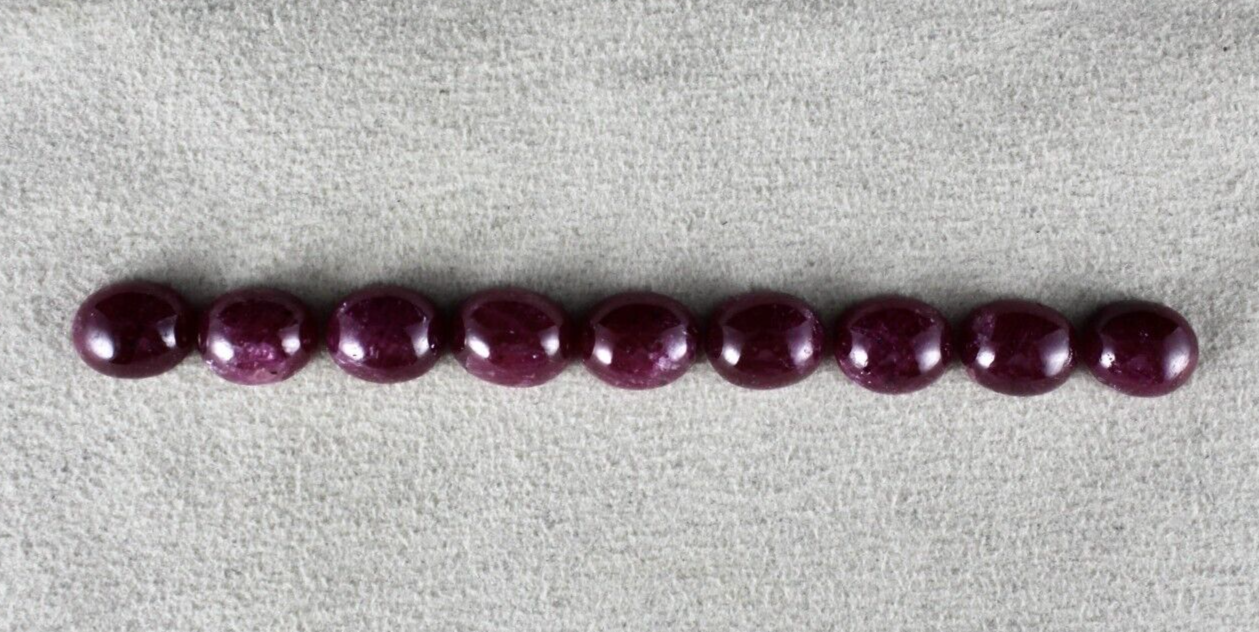 Certified 10x8 Mm Natural Unheated Ruby 9 Pcs 37.10 Ct Oval Cabochon Bracelet