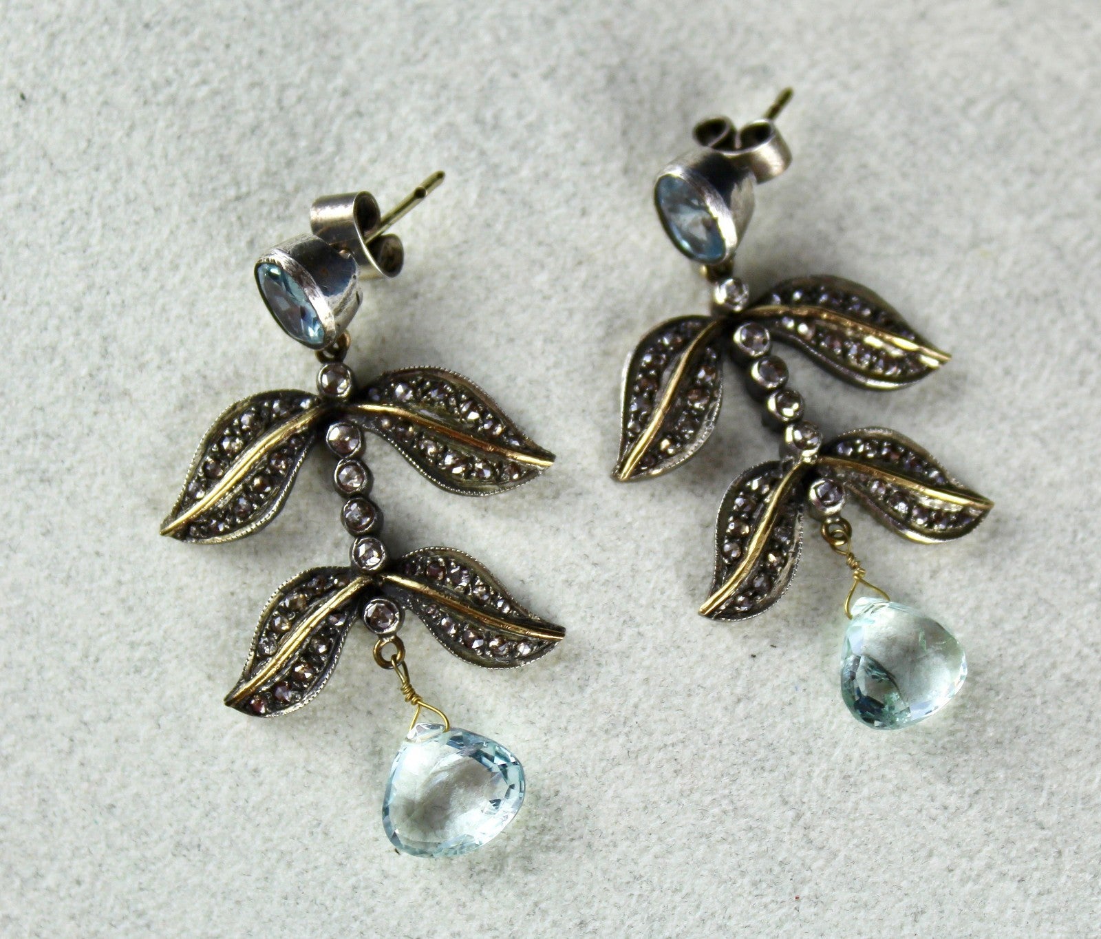 Certified Natural Blue Aquamarine 64ct Natural Diamond Sterling Silver Earrings