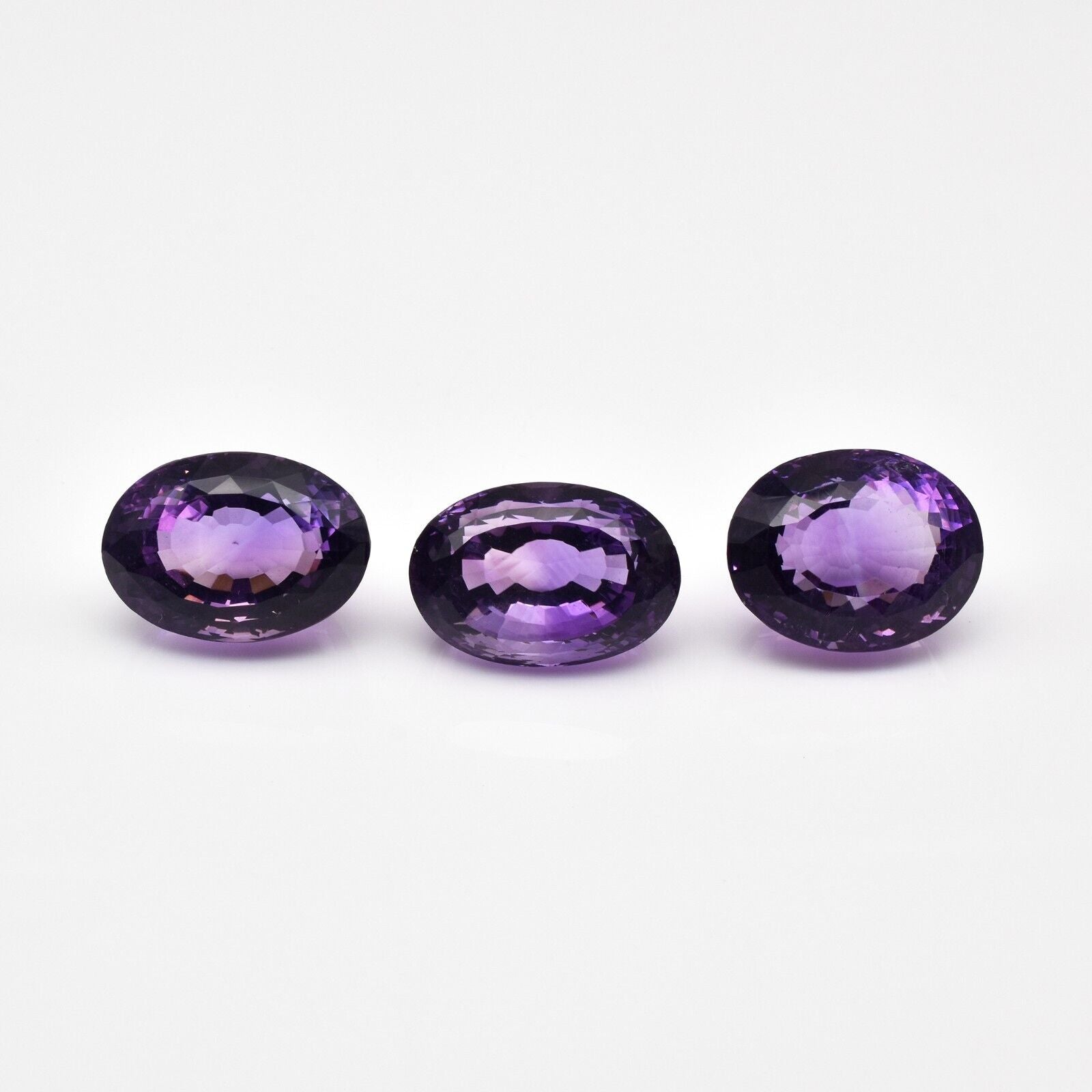 Natural Amethyst Oval Cut 3 Pc 84.50 Ct Loose Gemstone Earring Pendant Designing