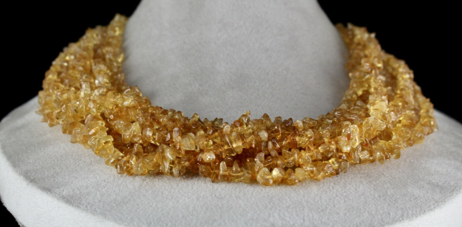 Natural Yellow Citrine 1325 Ct Uncut Beads Sterling Silver Gemstone Necklace