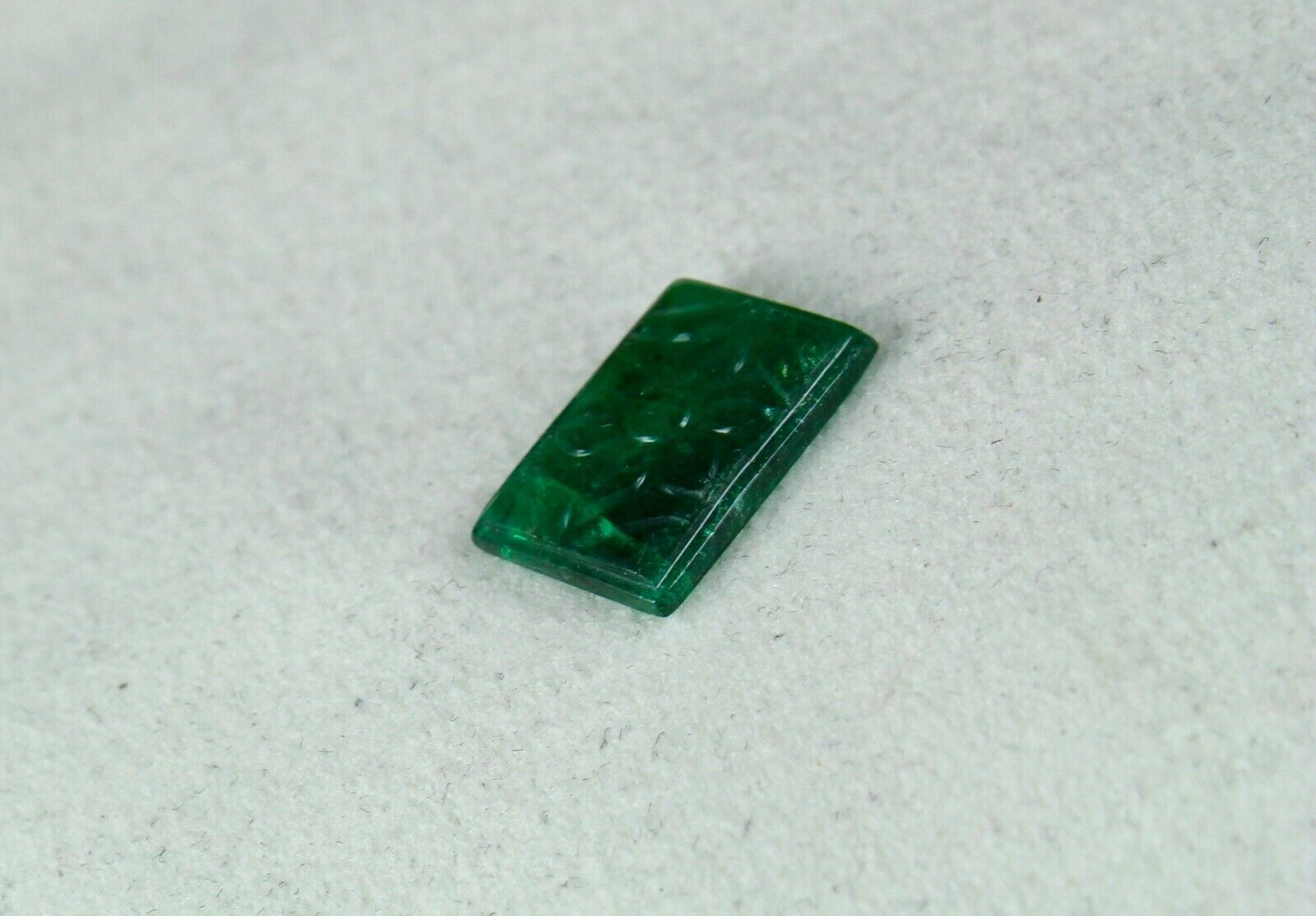 NATURAL ZAMBIA EMERALD RECTANGLE CARVED 3.64 CARATS GEMSTONE FOR RING PENDANT