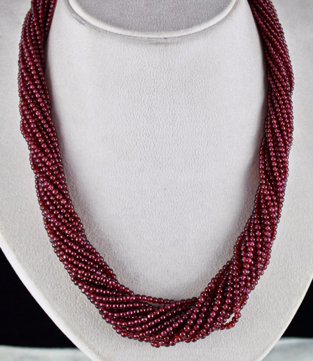 Certified Natural Red Garnet Round Beads Necklace 778ct Fashion Accessories 17"l