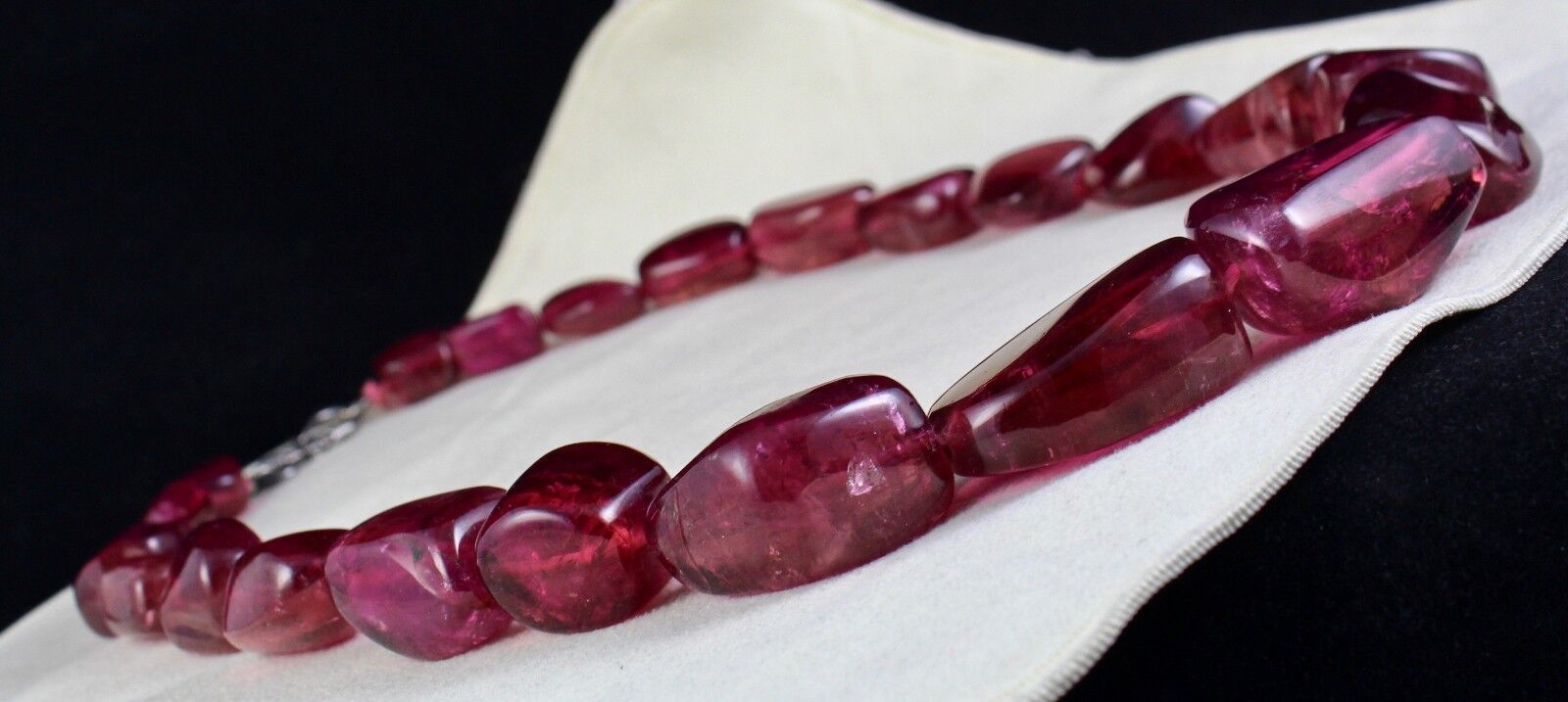 NATURAL PINK TOURMALINE RUBELLITE BEADS TUMBLE 47MM BIG 2270 CARATS GEM NECKLACE