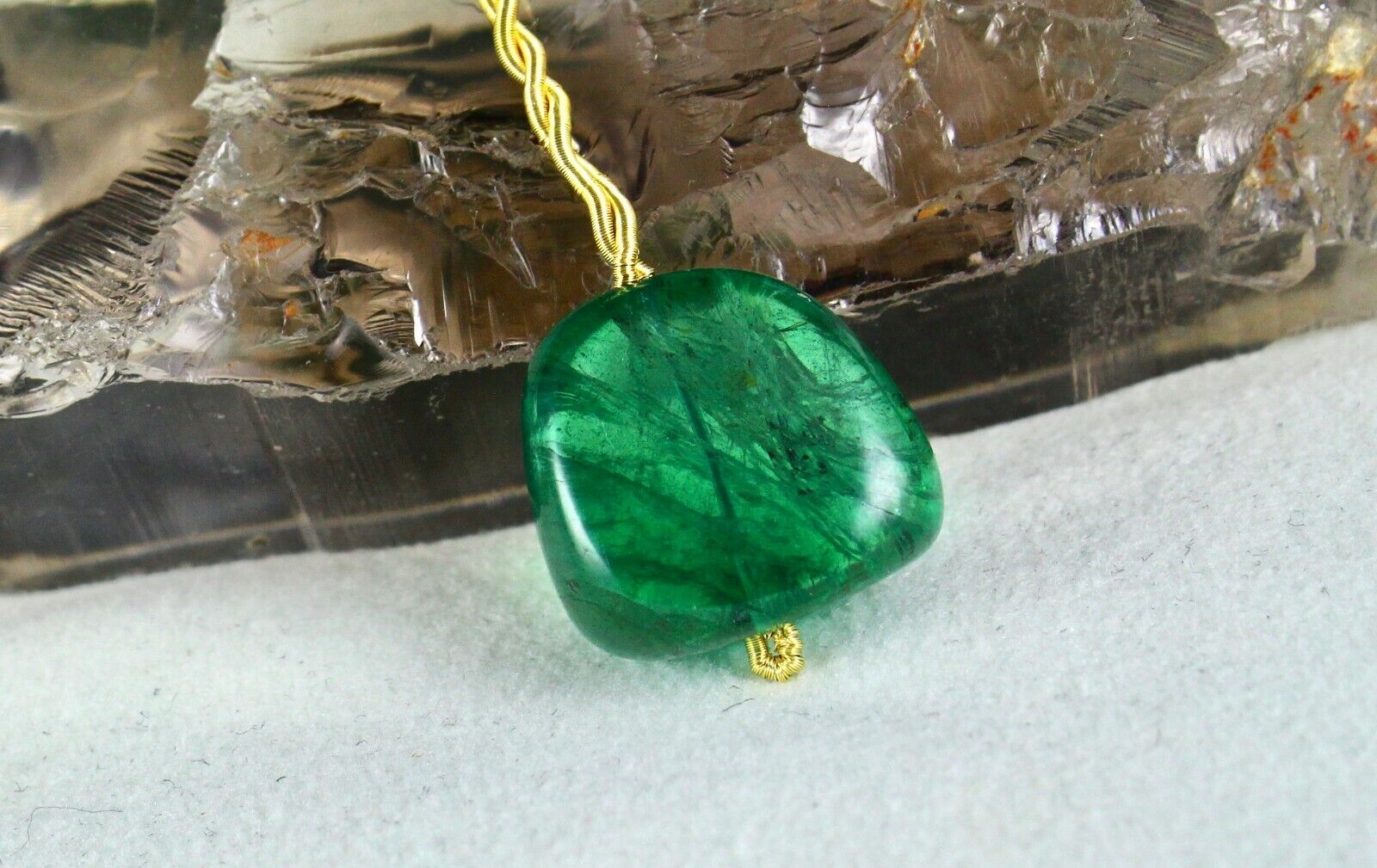 Certified Natural Zambia Emerald Bead 28.70 Ct Drilled Cabochon Gemstone Pendant