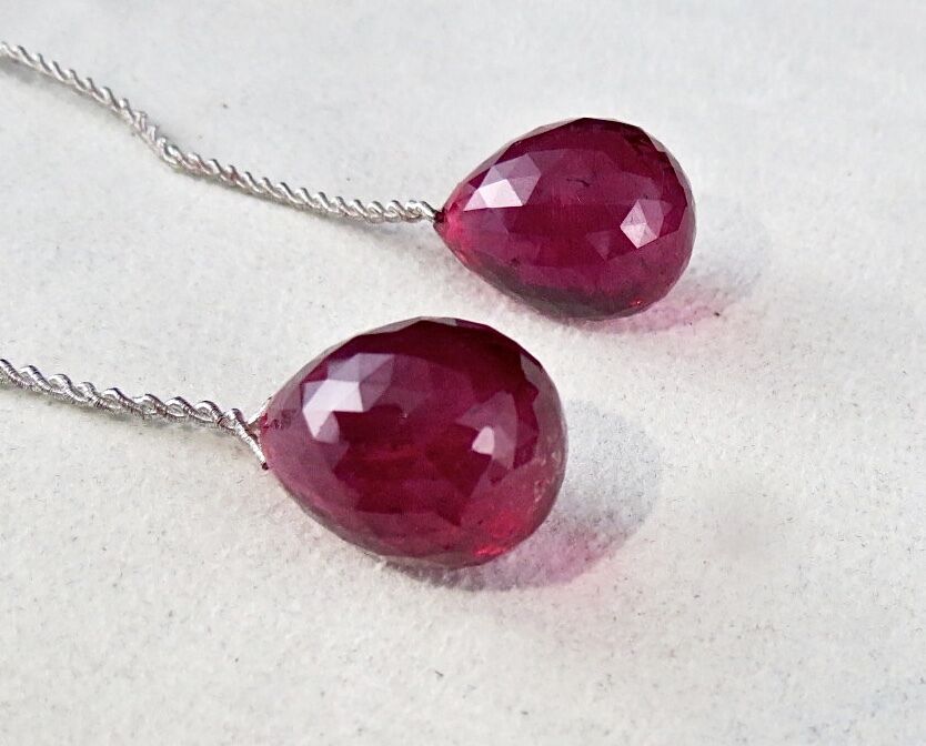 24 MM PINK TOURMALINE RUBELLITE FACETED TEARDROPS PAIR 114 CTS GEMSTONE EARRING