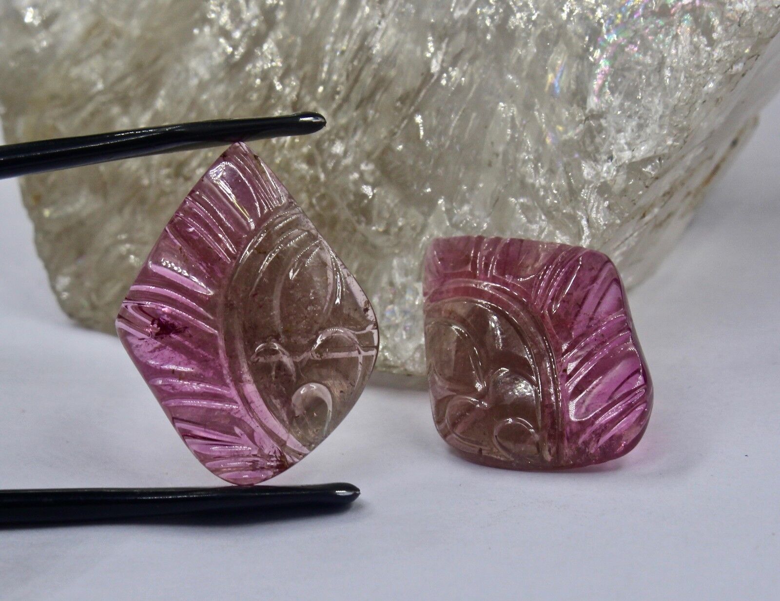 NATURAL MULTI TOURMALINE CARVED 30.55 CARATS SEMI PRECIOUS GEMSTONE FOR EARRING