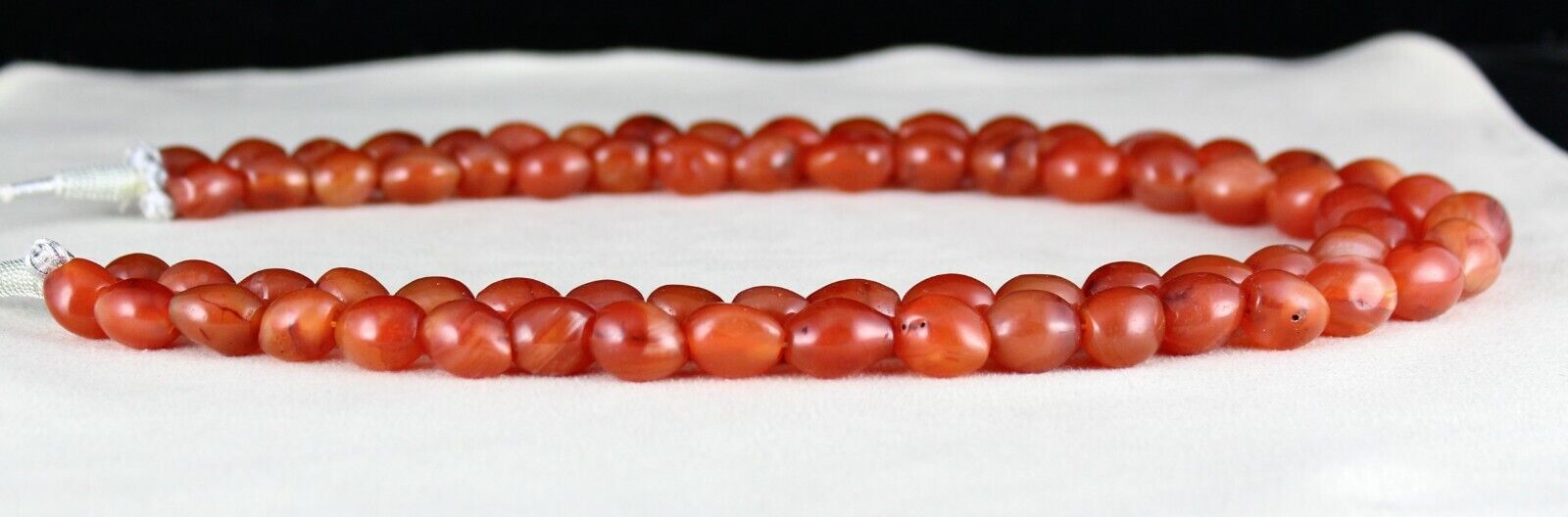 RED NATURAL CARNELIAN BEADS LONG 2 LINE 836 CARATS GEMSTONE FASHION NECKLACE