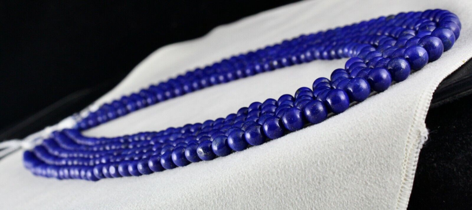 NATURAL BLUE LAPIS LAZULI BEADS ROUND 9MM 5 LINE 851 CTS GEMSTONE FINE NECKLACE