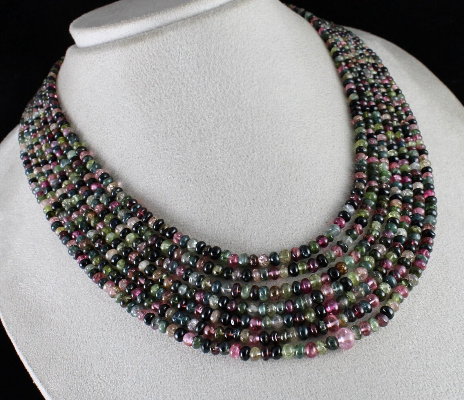 BEST NATURAL TOURMALINE BEADS NECKLACE 583 CARATS MULTI COLOUR GEMSTONE STRAND