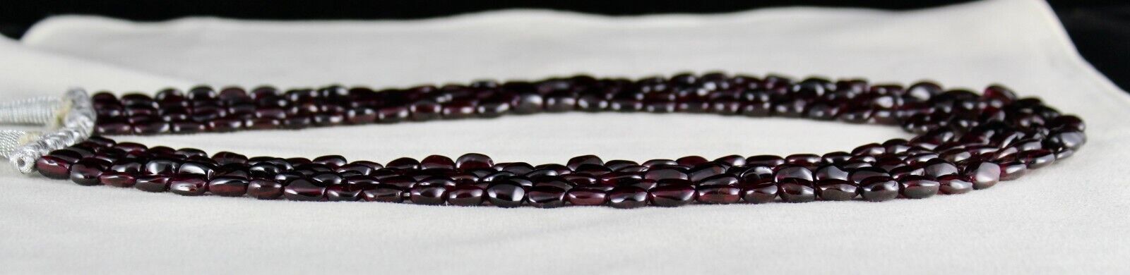 NATURAL RED GARNET BEADS LONG 5 LINE 860 CARATS GEMSTONE BEADED FASHION NECKLACE