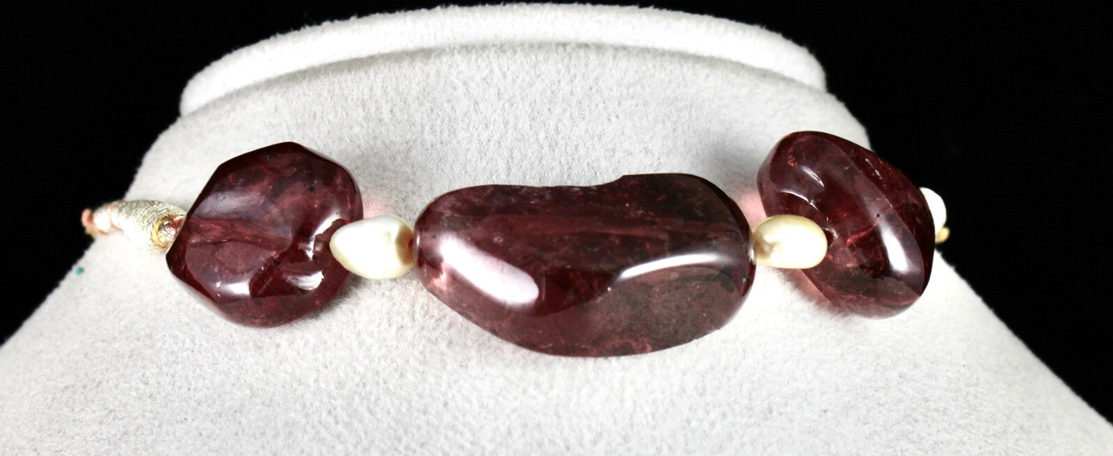 Certified Antique Natural Tourmaline 220 Ct & Pearl Beads Unique Choker Necklace