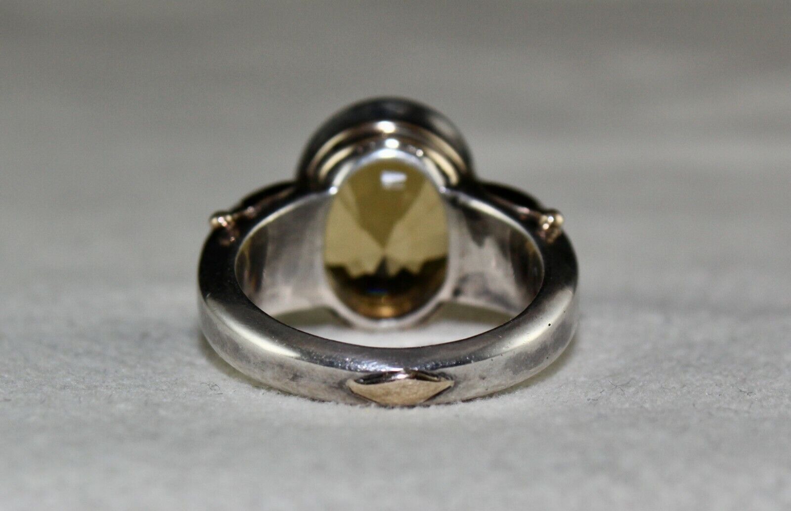 NATURAL YELLOW CITRINE OVAL CUT DIAMOND 18K GOLD SILVER VINTAGE MEN WOMEN RING