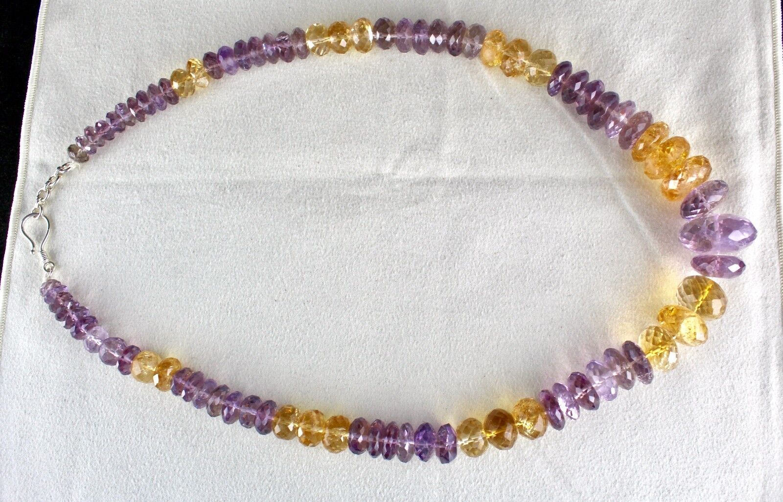 NATURAL CITRINE AMETHYST BEADS FACETED 1 L 875 CARATS GEMSTONE FASHION NECKLACE