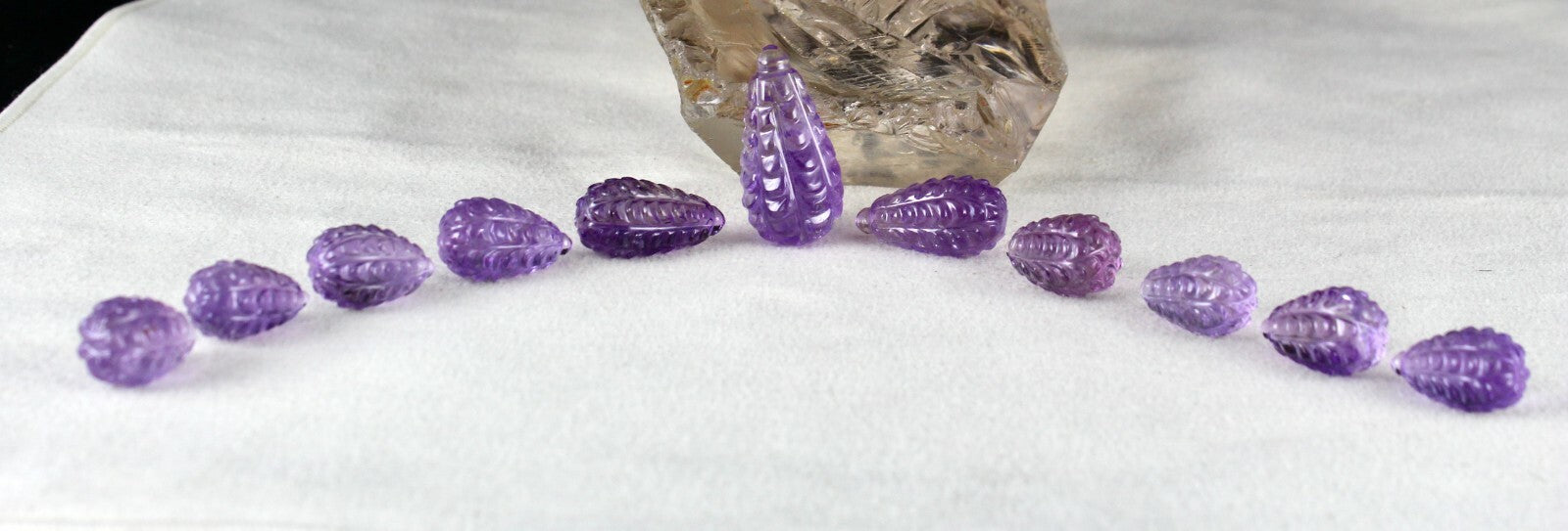 Natural Amethyst Carved Drops 11 Pcs 199 Cts Loose Gemstone Earring Set