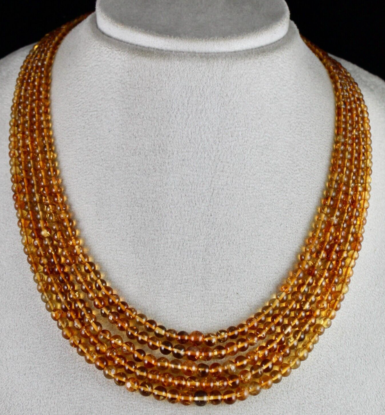 Natural Citrine Beads Round 5 L 365 Ct Yellow Gemstone Fashion Party Necklace